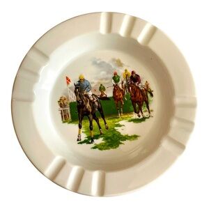 Equestrian Design French Horse Racing Vintage Ash Tray, Trinket Dish.
